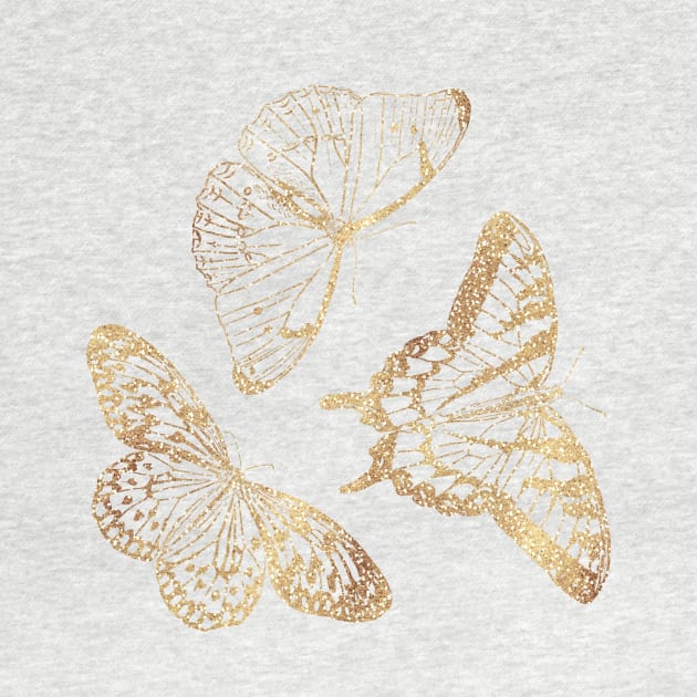 Elegant Gold Glitter Butterfly by NdesignTrend